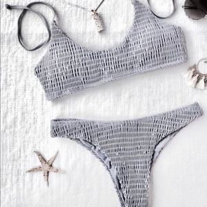 Zaful Padded Smocked Bralette Bikini